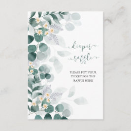 Grüne Eukalyptus Babydusche-Windeln Tombola Begleitkarte