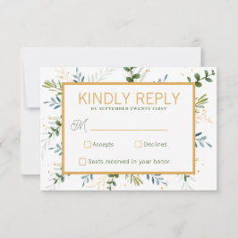 Grüne Eukalyptus Blattage Hochzeit RSVP Karte