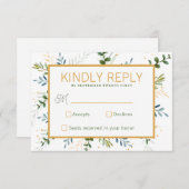 Grüne Eukalyptus Blattage Hochzeit RSVP Karte (Vorne/Hinten)