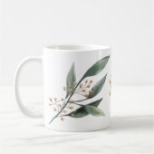 Grüne Eukalyptus-Blattblättermutter Monogramm Kaffeetasse (Links)