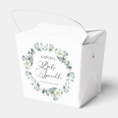 Grüne Eukalyptus-Blätter Botanical Baby Sprinkle Geschenkschachtel (Rückseite)