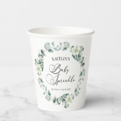 Grüne Eukalyptus-Blätter Botanical Baby Sprinkle Pappbecher (Rückseite)