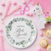 Grüne Eukalyptus-Blätter Botanical Baby Sprinkle Pappteller (Party)