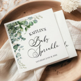 Grüne Eukalyptus-Blätter Botanical Baby Sprinkle Serviette