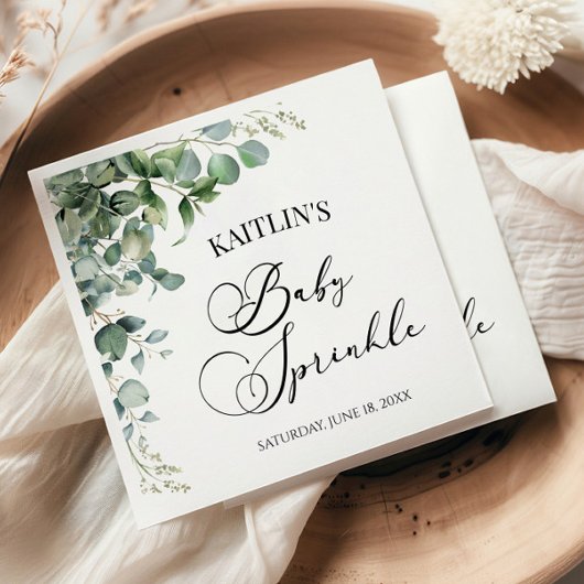 Grüne Eukalyptus-Blätter Botanical Baby Sprinkle Serviette