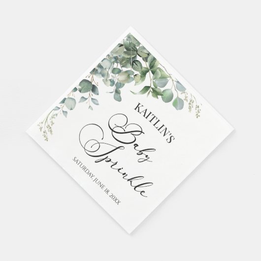 Grüne Eukalyptus-Blätter Botanical Baby Sprinkle Serviette (Ecke)