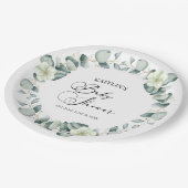 Grüne Eukalyptus-Blätter Botanische Babydusche Pappteller (Schrägansicht)