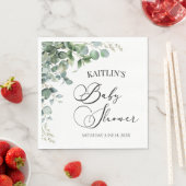 Grüne Eukalyptus-Blätter Botanische Babydusche Serviette (Beispiel)