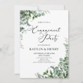 Grüne Eukalyptus-Blätter Botanische Engagement-Par Einladung (Vorderseite)