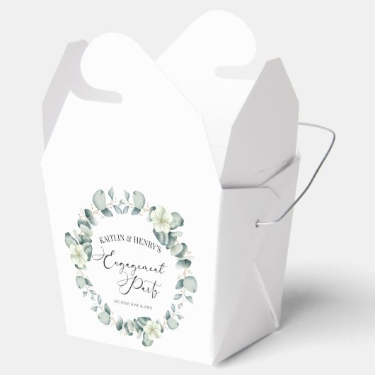 Grüne Eukalyptus-Blätter Botanische Engagement-Par Geschenkschachtel (Geöffnet)