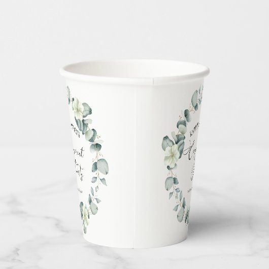 Grüne Eukalyptus-Blätter Botanische Engagement-Par Pappbecher (Rechts)