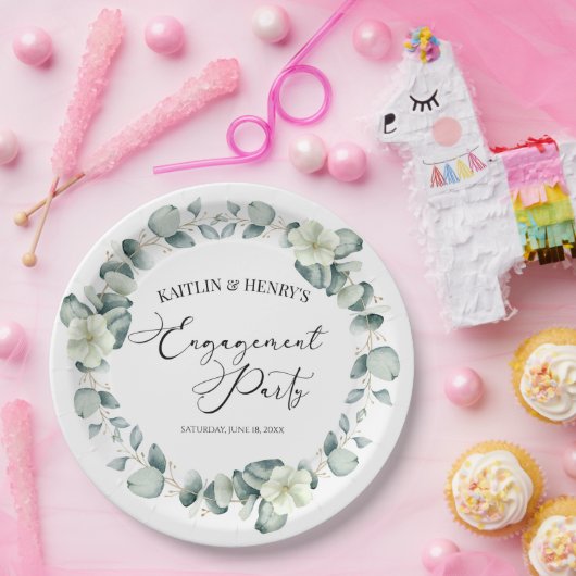 Grüne Eukalyptus-Blätter Botanische Engagement-Par Pappteller (Party)