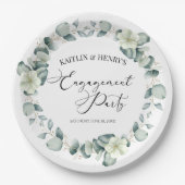 Grüne Eukalyptus-Blätter Botanische Engagement-Par Pappteller (Vorderseite)