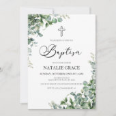 Grüne Eukalyptus-Blätter Botanische Taufe Einladung (Vorderseite)
