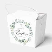 Grüne Eukalyptus-Blätter Botanische Taufe Geschenkschachtel (Rückseite)