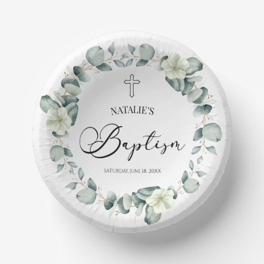 Grüne Eukalyptus-Blätter Botanische Taufe Pappteller (Vorderseite)