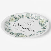 Grüne Eukalyptus-Blätter Botanische Taufe Pappteller (Schrägansicht)