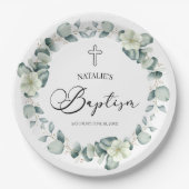Grüne Eukalyptus-Blätter Botanische Taufe Pappteller (Vorderseite)
