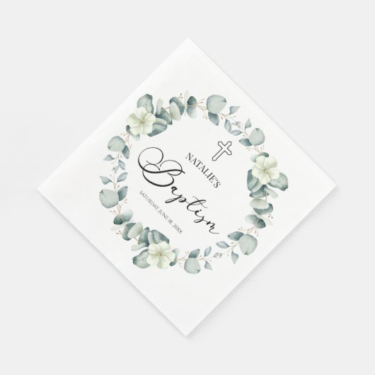 Grüne Eukalyptus-Blätter Botanische Taufe Serviette (Ecke)