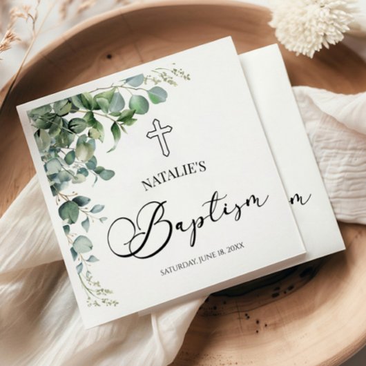 Grüne Eukalyptus-Blätter Botanische Taufe Serviette