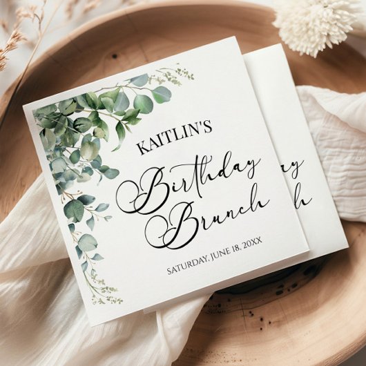 Grüne Eukalyptus-Blätter Botanischer Geburtstagsbr Serviette