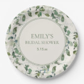 Grüne Eukalyptus-Blätter Creme Brautparty Pappteller (Vorderseite)
