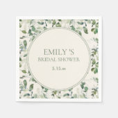 Grüne Eukalyptus-Blätter Creme Brautparty Serviette (Vorderseite)