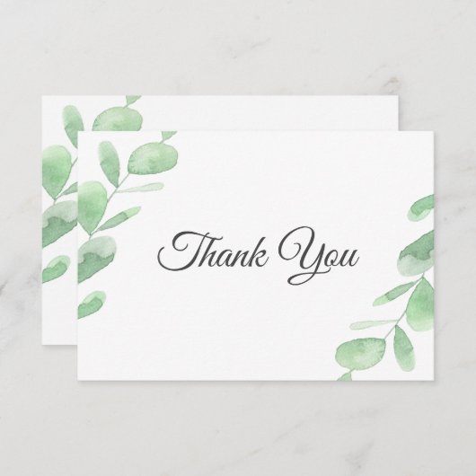 Grüne Eukalyptus-Blätter. Einfache Hochzeit im Wal Dankeskarte (Vorne/Hinten)