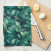 Grüne Eukalyptus-Blätter Geschirrtuch (Viertel Falte)