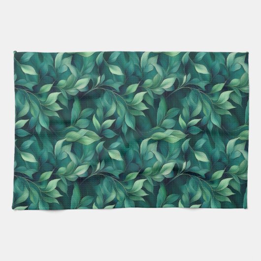 Grüne Eukalyptus-Blätter Geschirrtuch (Horizontal)