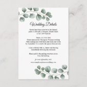 Grüne Eukalyptus-Blätter Hochzeiten Details Begleitkarte (Vorderseite)