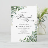 Grüne Eukalyptus-Blätter Hochzeitsessen Probe Einladung (Stehend Vorderseite)