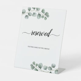 Grüne Eukalyptus-Blätter Kalligrafie vorbehalten Sockelschild