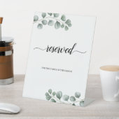 Grüne Eukalyptus-Blätter Kalligrafie vorbehalten Sockelschild (In SItu)