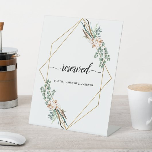 Grüne Eukalyptus-Blätter Kalligrafie vorbehalten Sockelschild (In SItu)