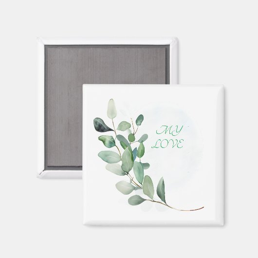 Grüne Eukalyptus-Blätter Magnet (Vorderseite/Rückseite)