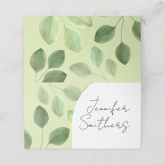 Grüne Eukalyptus-Blätter Sitzplätze Platzkarte (Außenseite Aufgefaltet)