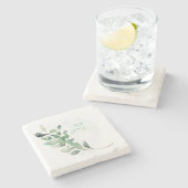 Grüne Eukalyptus-Blätter Steinuntersetzer (Seitenansicht)