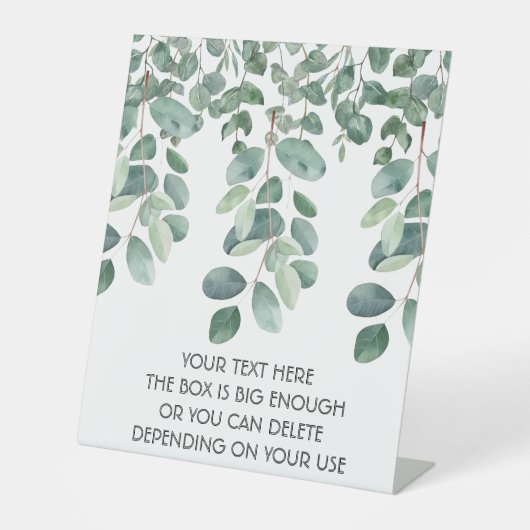 Grüne Eukalyptus-Blätter. Stil: Opak Sockelschild (Vorderseite)