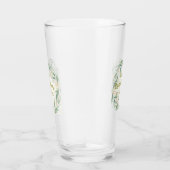 Grüne Eukalyptus-Blumen-Hochzeitsdusche Name Datum Glas (Rechts)