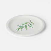 Grüne Eukalyptus Botanische Blätter Rustikale Hoch Pappteller (Schrägansicht)