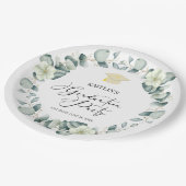 Grüne Eukalyptus-Botanische Graduierungspartei Pappteller (Schrägansicht)