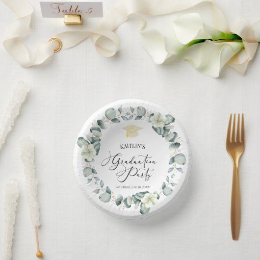 Grüne Eukalyptus-Botanische Graduierungspartei Pappteller (Hochzeit)