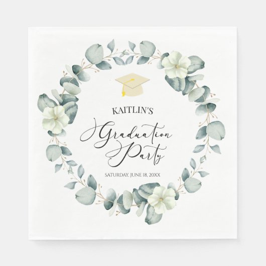 Grüne Eukalyptus-Botanische Graduierungspartei Serviette (Vorderseite)