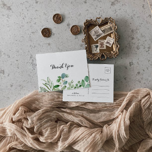 Grüne Eukalyptus Botanische Kalligrafie Vielen Dan Postkarte