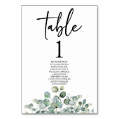 Grüne Eukalyptus Botanischer Garten Blätter Hochze Tischnummer (Rückseite)