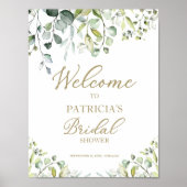 Grüne Eukalyptus Brautparty Begrüßungspapier Poster (Vorne)