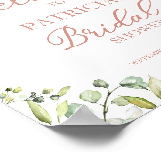 Grüne Eukalyptus Brautparty Begrüßungspapier Poster (Ecke)
