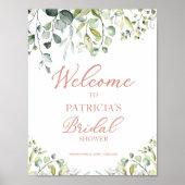 Grüne Eukalyptus Brautparty Begrüßungspapier Poster (Vorne)