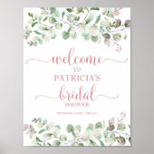 Grüne Eukalyptus Brautparty Begrüßungspapier Poster (Vorne)
